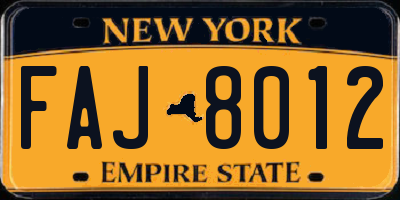 NY license plate FAJ8012