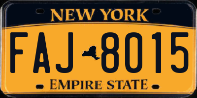 NY license plate FAJ8015
