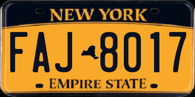 NY license plate FAJ8017