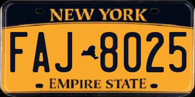 NY license plate FAJ8025