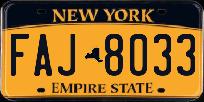 NY license plate FAJ8033