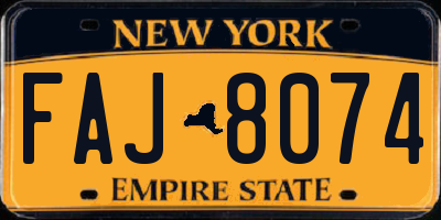 NY license plate FAJ8074