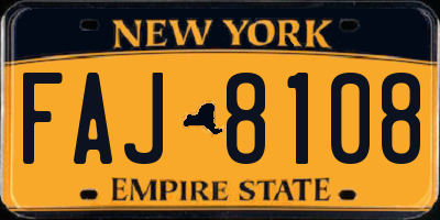 NY license plate FAJ8108