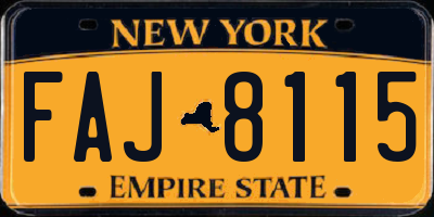 NY license plate FAJ8115