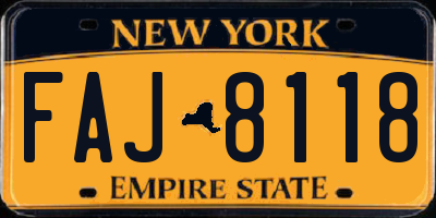 NY license plate FAJ8118