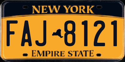 NY license plate FAJ8121