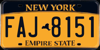 NY license plate FAJ8151