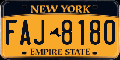 NY license plate FAJ8180