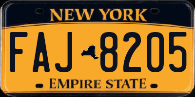 NY license plate FAJ8205