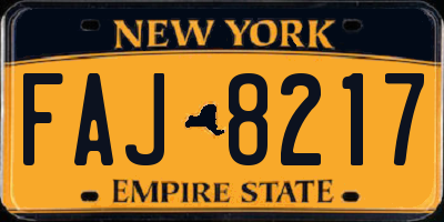 NY license plate FAJ8217