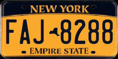 NY license plate FAJ8288