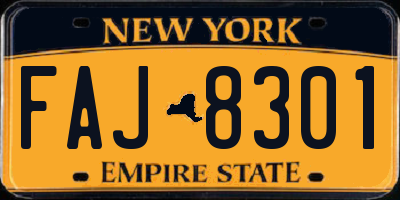 NY license plate FAJ8301
