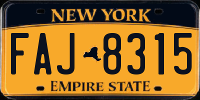 NY license plate FAJ8315