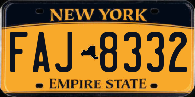 NY license plate FAJ8332