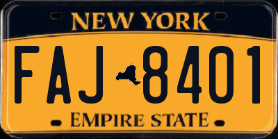 NY license plate FAJ8401