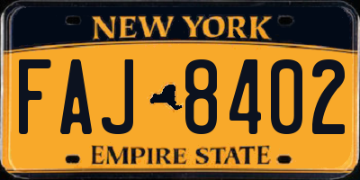 NY license plate FAJ8402