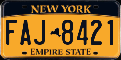NY license plate FAJ8421