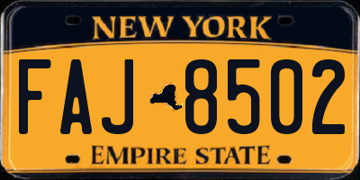 NY license plate FAJ8502
