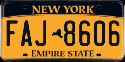 NY license plate FAJ8606