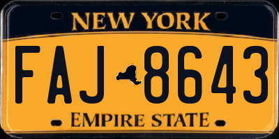 NY license plate FAJ8643