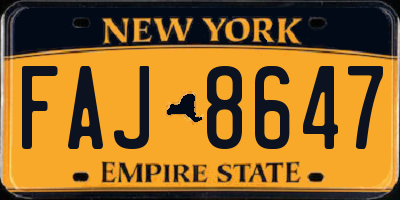 NY license plate FAJ8647