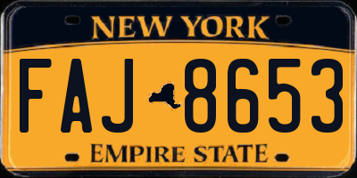 NY license plate FAJ8653