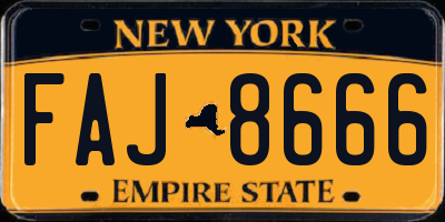 NY license plate FAJ8666