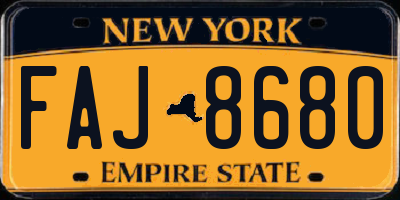 NY license plate FAJ8680