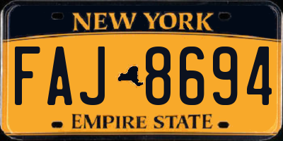 NY license plate FAJ8694