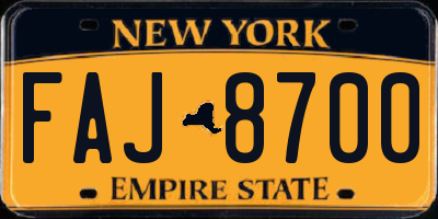 NY license plate FAJ8700