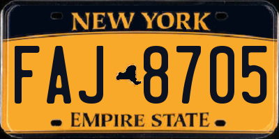 NY license plate FAJ8705