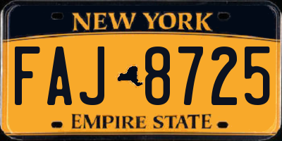 NY license plate FAJ8725