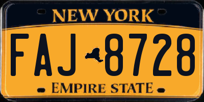 NY license plate FAJ8728