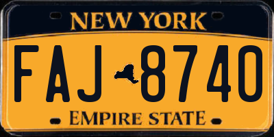 NY license plate FAJ8740