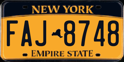NY license plate FAJ8748