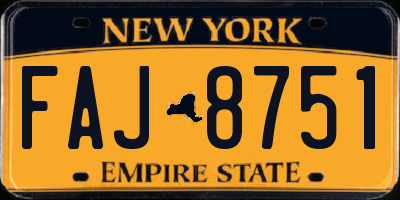 NY license plate FAJ8751