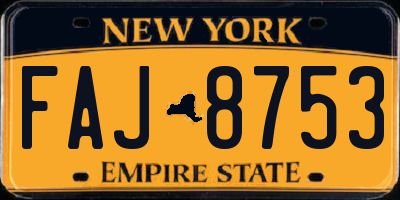NY license plate FAJ8753