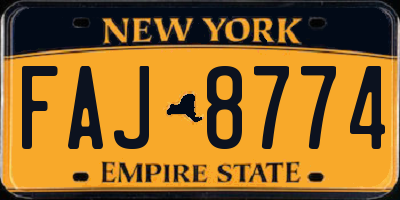 NY license plate FAJ8774