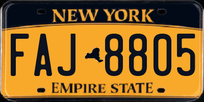 NY license plate FAJ8805