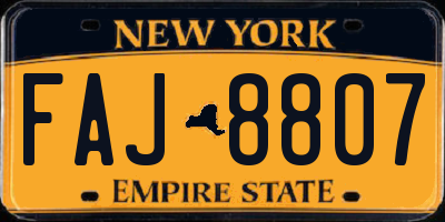 NY license plate FAJ8807