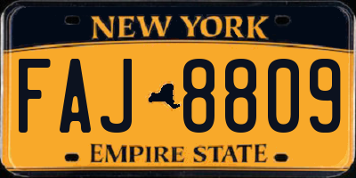 NY license plate FAJ8809