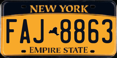 NY license plate FAJ8863