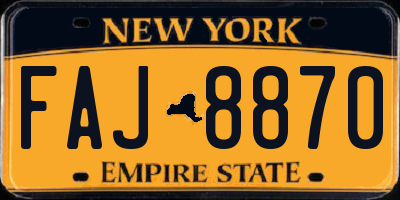 NY license plate FAJ8870