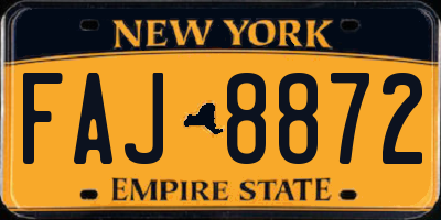 NY license plate FAJ8872