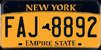 NY license plate FAJ8892