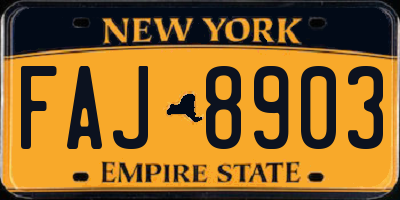 NY license plate FAJ8903
