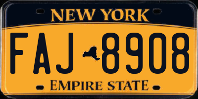 NY license plate FAJ8908