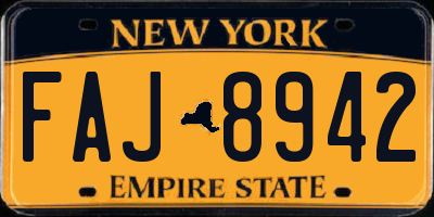 NY license plate FAJ8942