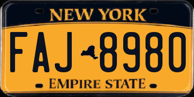 NY license plate FAJ8980