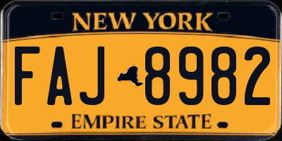 NY license plate FAJ8982